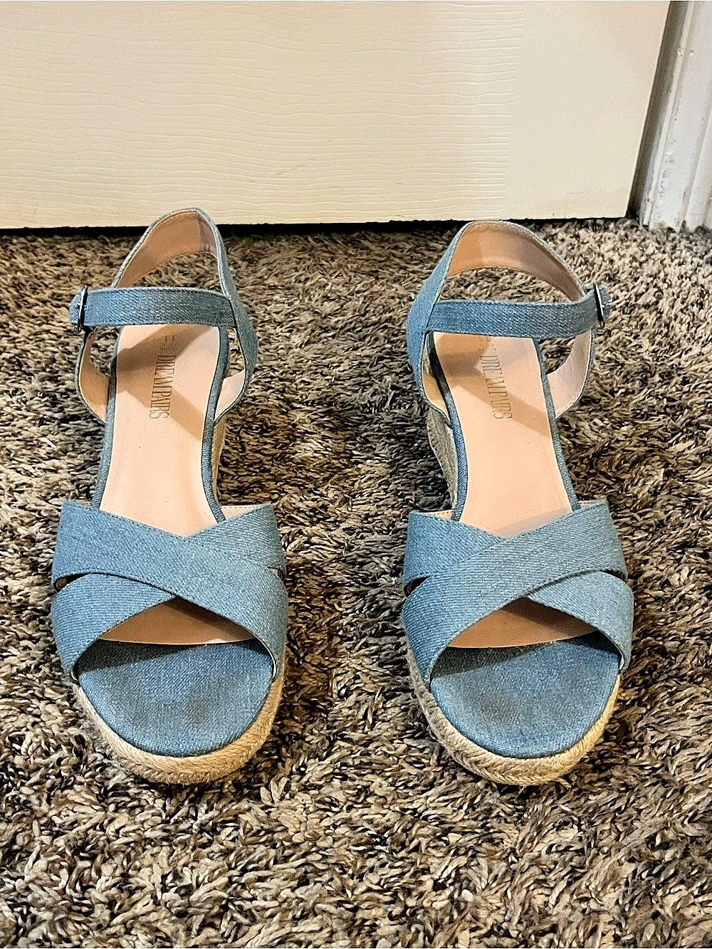 Dream Pairs Espadrille Criss Cross Wedge Sandals Blue Wedge Sandals